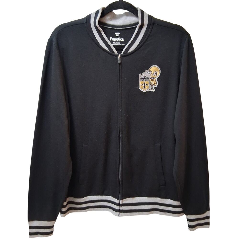 Fanatics Women New Orleans Saints Jacket Full Zip Fleece Lining Black-Size XL